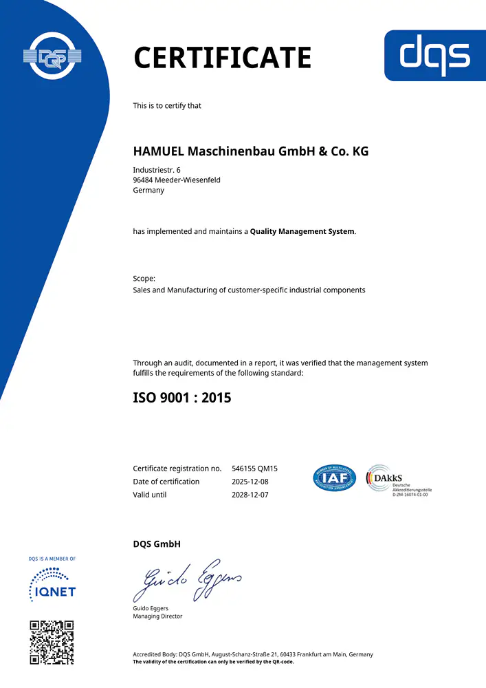 Certificate DIN EN ISO 3834-2-2021: Proof of welding quality requirements